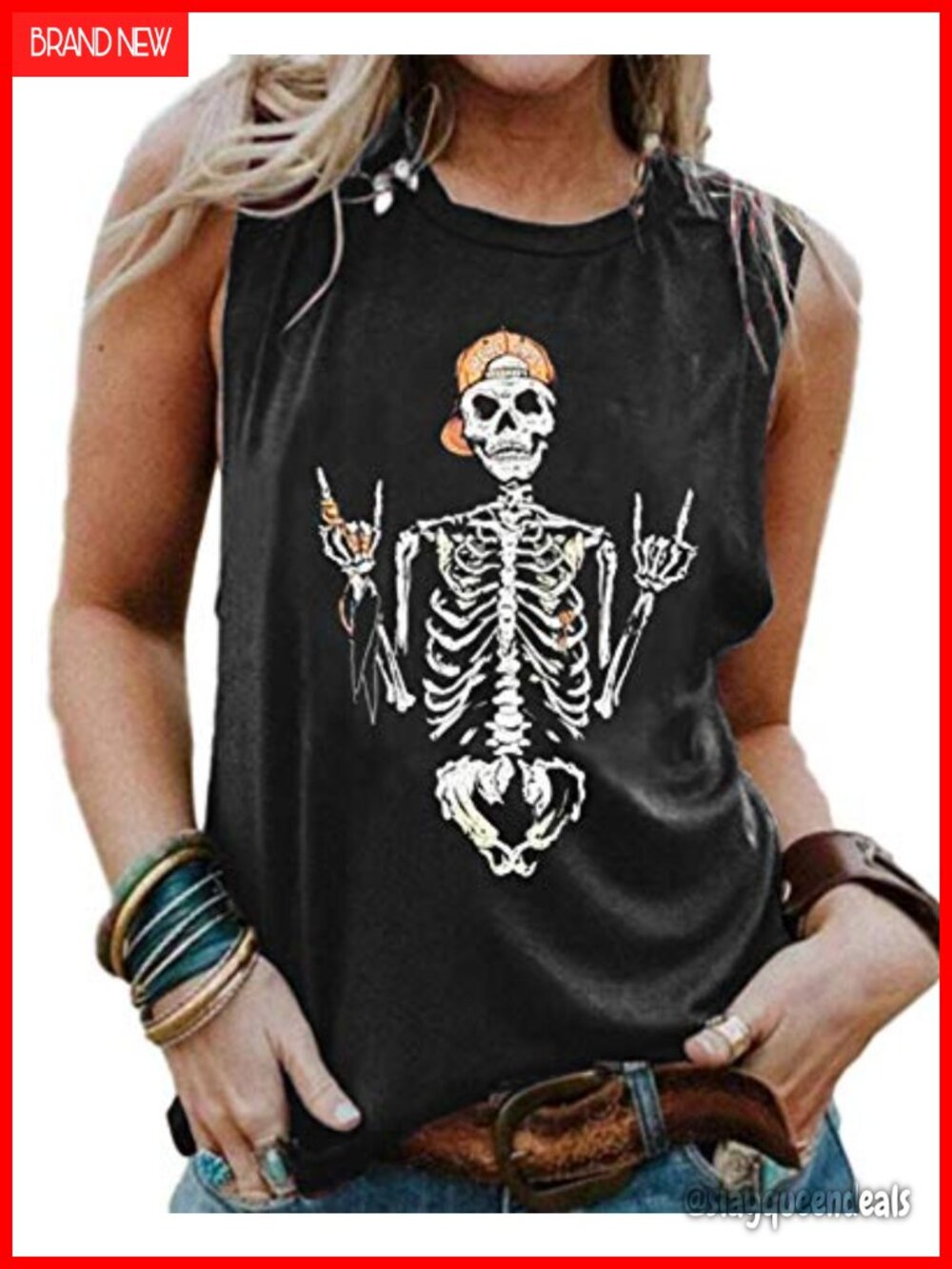 Womens Funny Skull Graphic Tank Top Summer Sleeveless Workout Tee Shirt